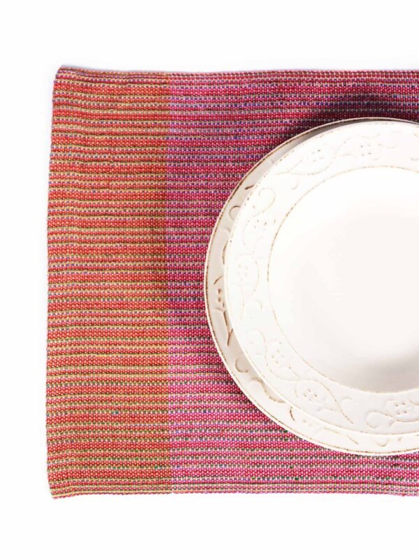 Mantel individual algodón y lino tejido a mano en telar